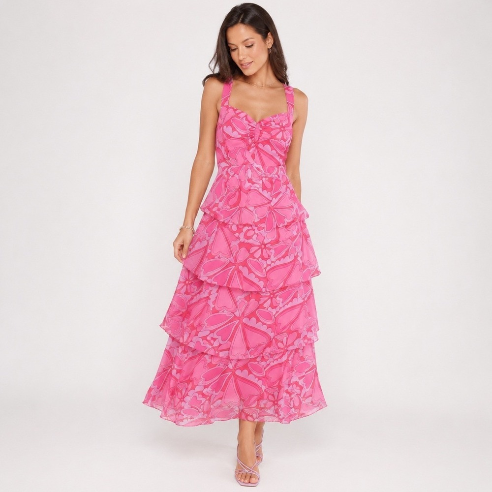 Show Me Your Mumu Cosmopolitan Midi Dress S Pink Purple Organza Barbiecore Retro